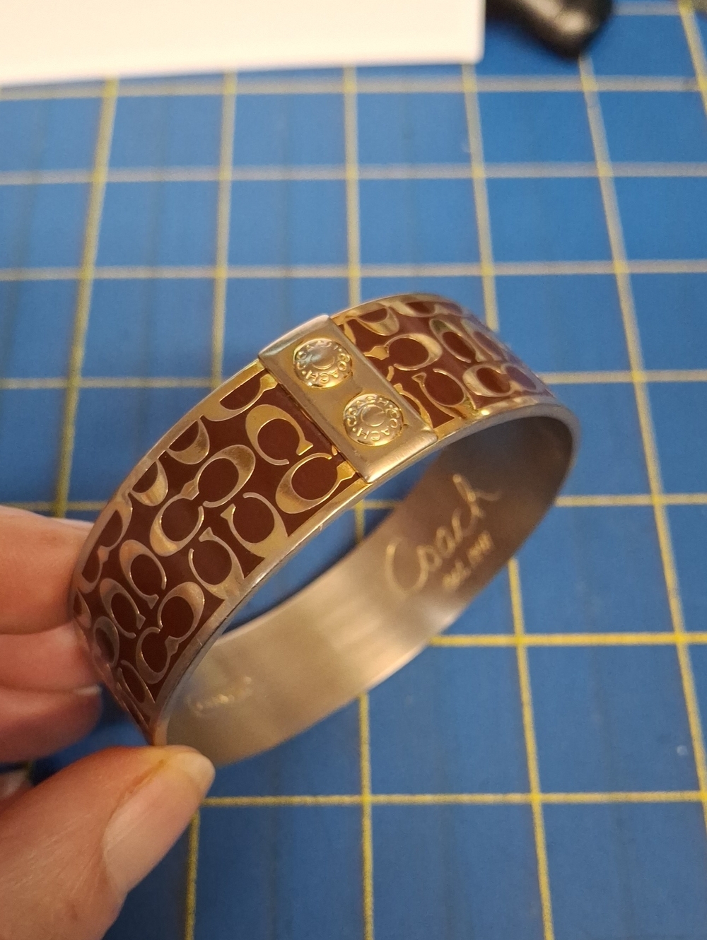 Coach Silver-Tone Logo Cuff 3.75"x3" Bracelet